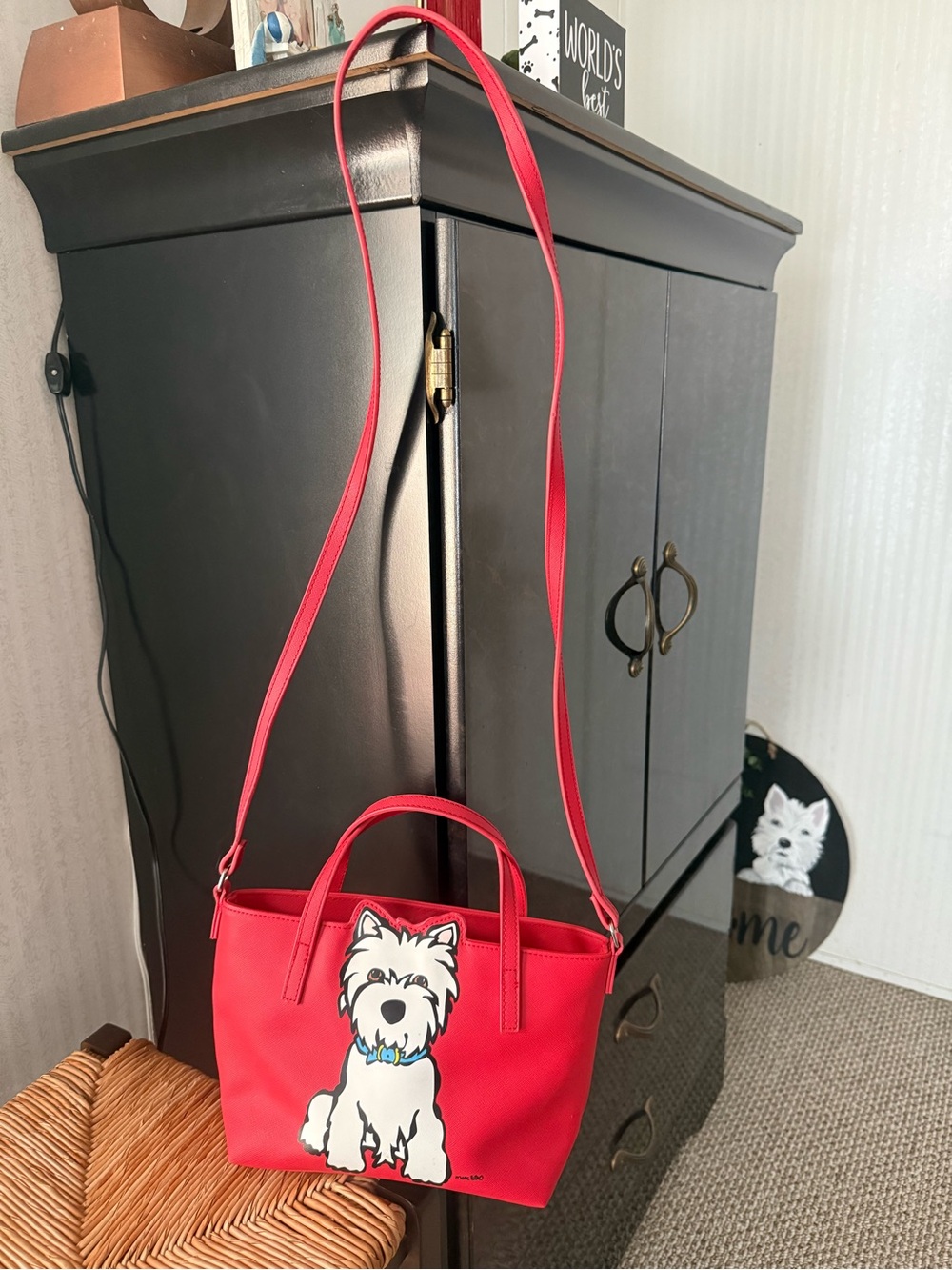 Marco Tetro Whimsical Westie Hand Bag/Shoulder Bag w/ matching wristlet Wallet - Picture 4 of 12